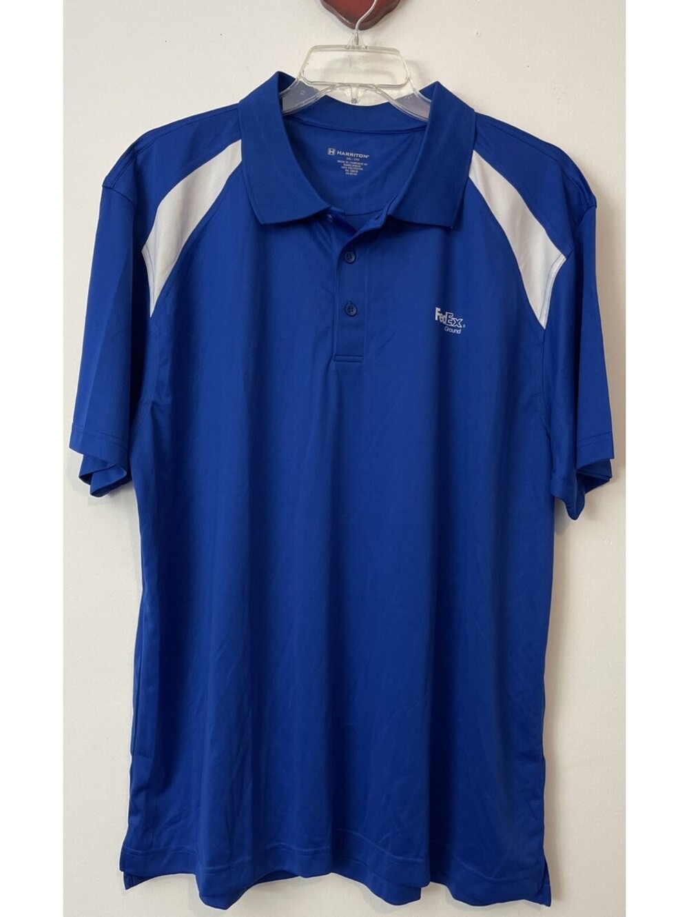 Harriton Mens 2xl Blue FED-EX Ground Collared Short-Sleeved Shirt! A5007